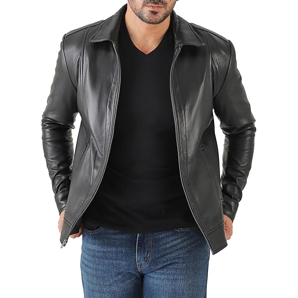 Mens Leather Coat Business Leisure Stand Collar Jacket Autumn
